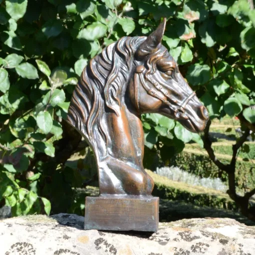 Race Horse Head Bronze Metal Garden Ornament