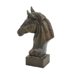 Race Horse Head Bronze Metal Garden Ornament