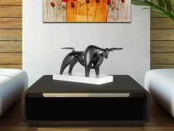 Raging Bull 35cm Anthracite Resin Indoor Sculpture
