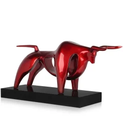 Raging Bull 35cm Red Resin Indoor Sculpture