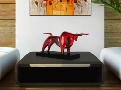 Raging Bull 35cm Red Resin Indoor Sculpture