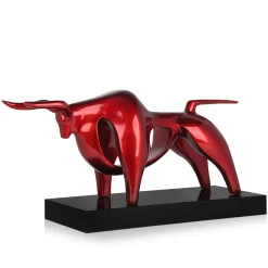 Raging Bull 35cm Red Resin Indoor Sculpture