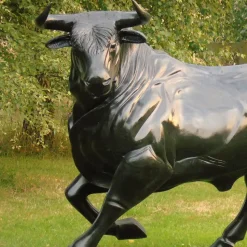 Raging Bull Life-Size Bronze Metal Garden Statue
