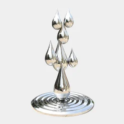 Raindrop Ripples 180cm Silver Metal Garden Sculpture
