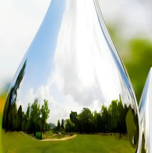 Raindrop Ripples 180cm Silver Metal Garden Sculpture