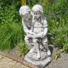Reading Boy & Girl 88cm Stone Resin Garden Statue