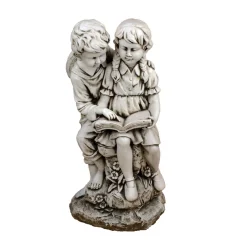 Reading Boy & Girl 88cm Stone Resin Garden Statue