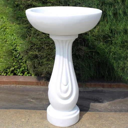 Redmire Modern Marble Resin Garden Birdbath