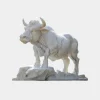 Regal Bull 120cm White Marble Garden Statue v2