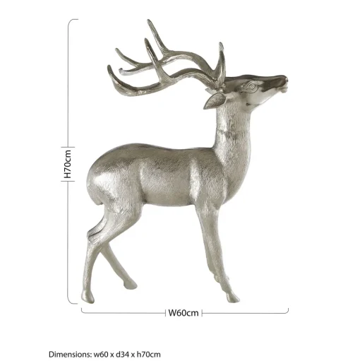 Regal Deer 70cm Metal Indoor Statue