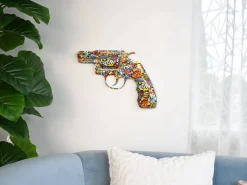 Retro Revolver 32cm Comic Art Resin Wall Sculpture