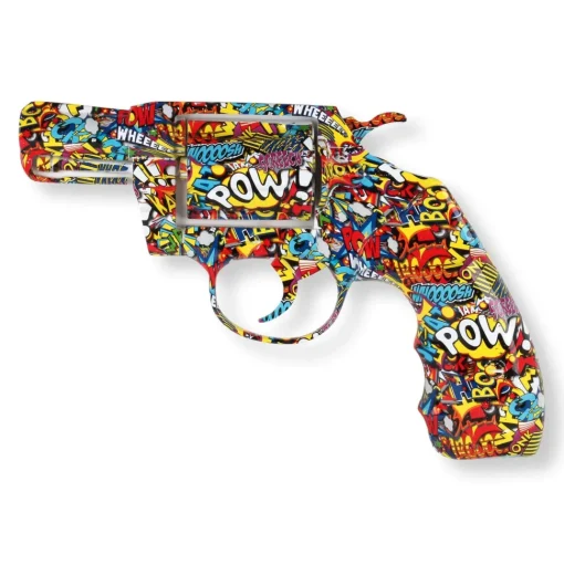 Retro Revolver 32cm Comic Art Resin Wall Sculpture