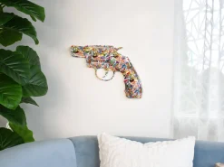 Retro Revolver 32cm Pop Art Resin Wall Sculpture