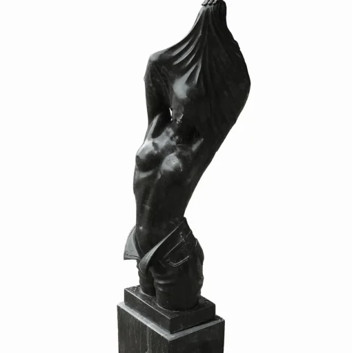 Reveal Black Marble 170cm Garden Statue on Pedestal