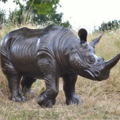 Rhino Bronze Metal Garden Statue