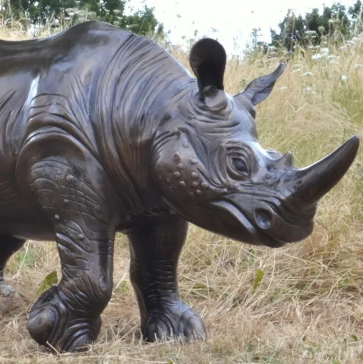 Rhino Bronze Metal Garden Statue
