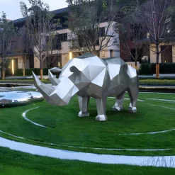 Rhino 100cm Geometric Metal Garden Sculpture
