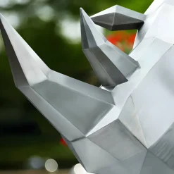 Rhino 100cm Geometric Metal Garden Sculpture