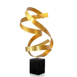 Ribbon Dance 62cm Yellow Metal Indoor Sculpture