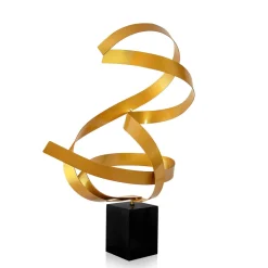 Ribbon Dance 62cm Yellow Metal Indoor Sculpture