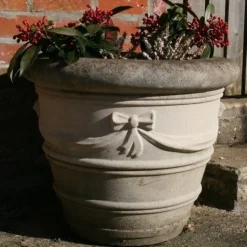 Ribbon Vase 16" Stone Garden Planter