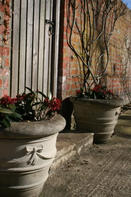 Ribbon Vase 12" Stone Garden Planter