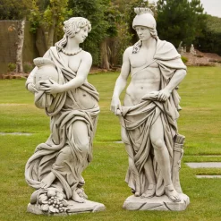 Roman Gladiator & Goddess Stone Garden Statues