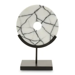 Sacred Circle 34cm White Marble Indoor Sculpture