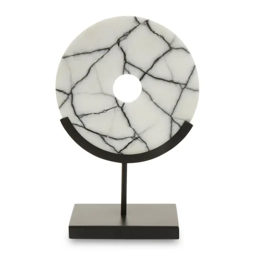 Sacred Circle 34cm White Marble Indoor Sculpture