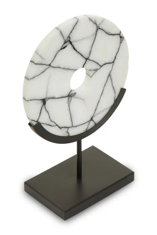 Sacred Circle 34cm White Marble Indoor Sculpture