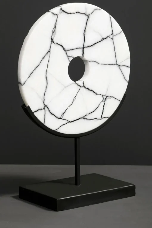 Sacred Circle 34cm White Marble Indoor Sculpture