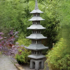 Seven Piece Japanese Pagoda Stone Garden Ornament