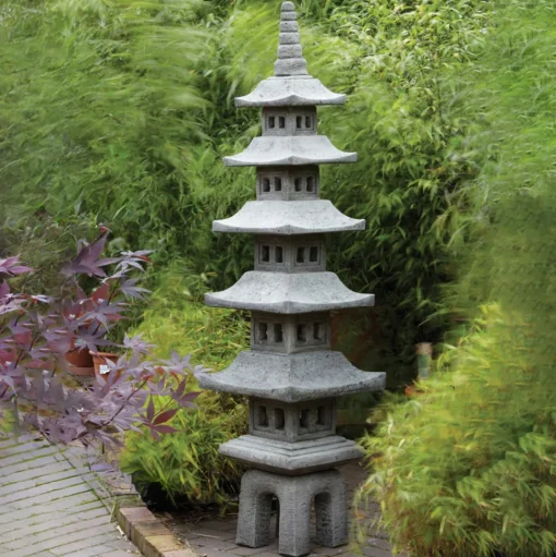 Seven Piece Japanese Pagoda Stone Garden Ornament