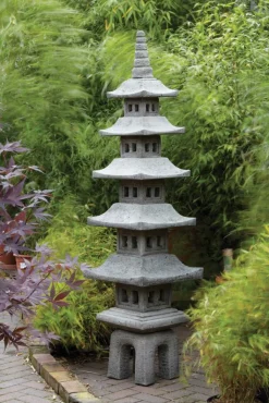 Seven Piece Japanese Pagoda Stone Garden Ornament
