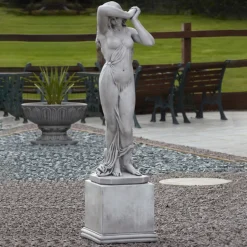 Shy Maiden on Pedestal 150cm Stone Garden Statue