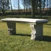 Single Curved Plain Stone Bench - Large Garden Benches