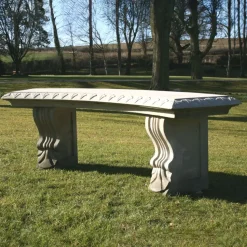 Single Curved Plain Stone Bench - Large Garden Benches