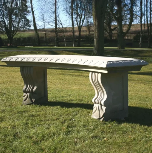 Single Curved Plain Stone Bench - Large Garden Benches