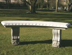 Single Curved Plain Stone Bench - Large Garden Benches
