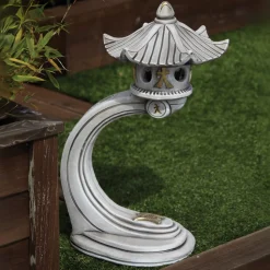 Small Curved Japanese Pagoda Stone Garden Ornament