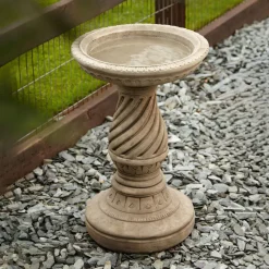 Spiral Design Stone Garden Birdbath