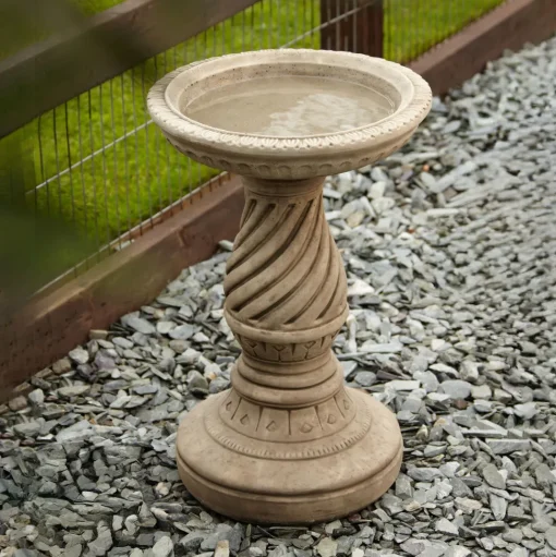 Spiral Design Stone Garden Birdbath