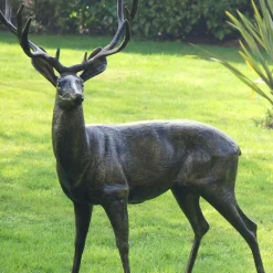 Stag Doe & Fawn Collection Bronze Metal Garden Statues