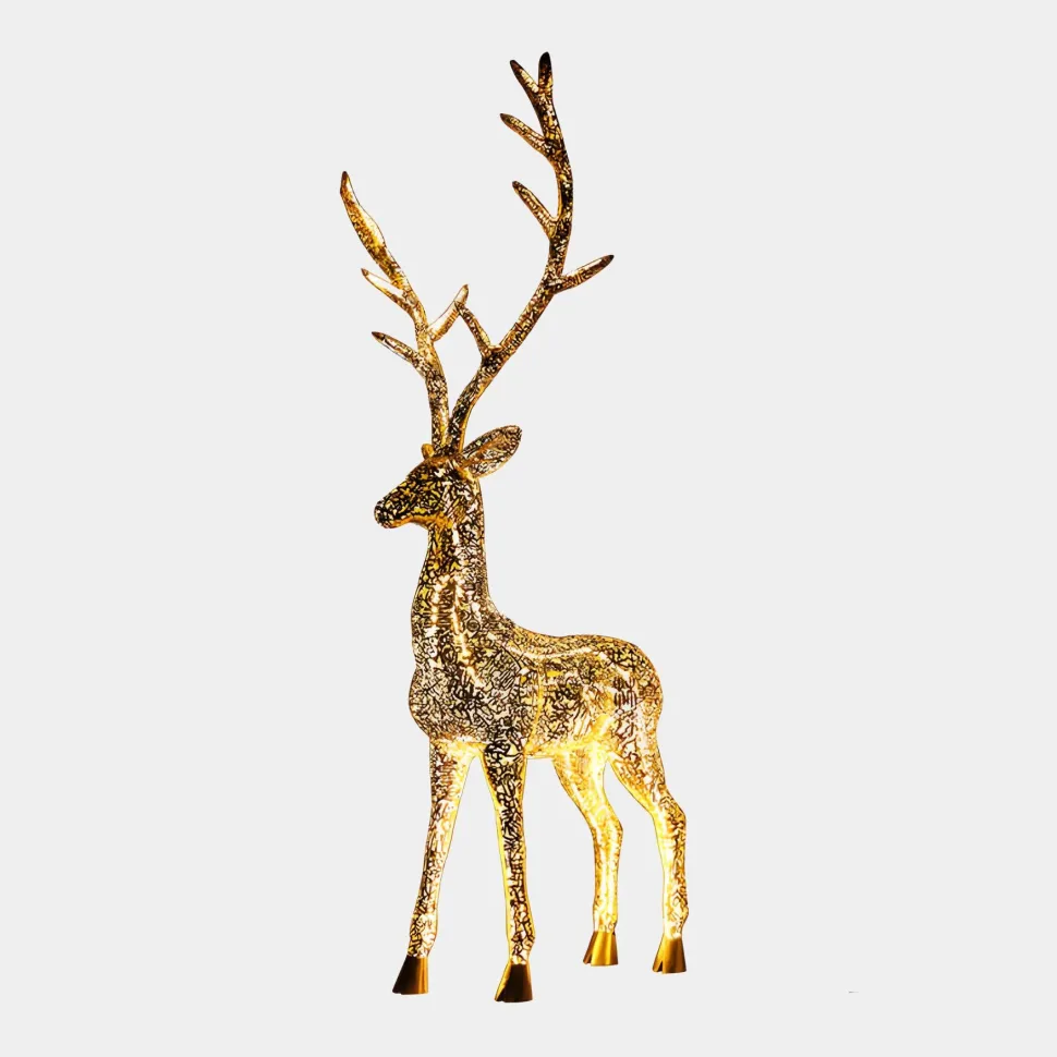 Starlight Stag 212cm LED Gold Metal Garden Sculpture