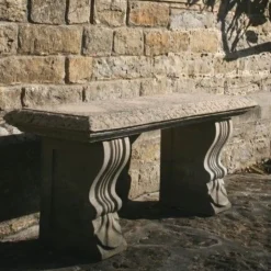 Straight Ivy Stone Garden Bench