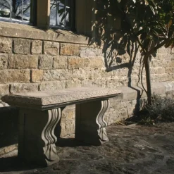 Straight Ivy Stone Garden Bench