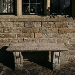 Straight Ivy Stone Garden Bench