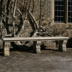 Straight Plain Double Stone Garden Bench