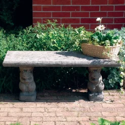Straight Plain Top Stone Garden Bench