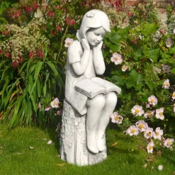 Summer Reading Girl 86cm Stone Resin Garden Statue